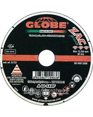 Круг отрезной по металлу Globe ZIP SX 115х1.3х22.2